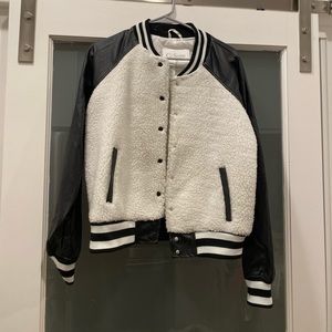 Ci Sono faux leather sheepskin athletic jacket